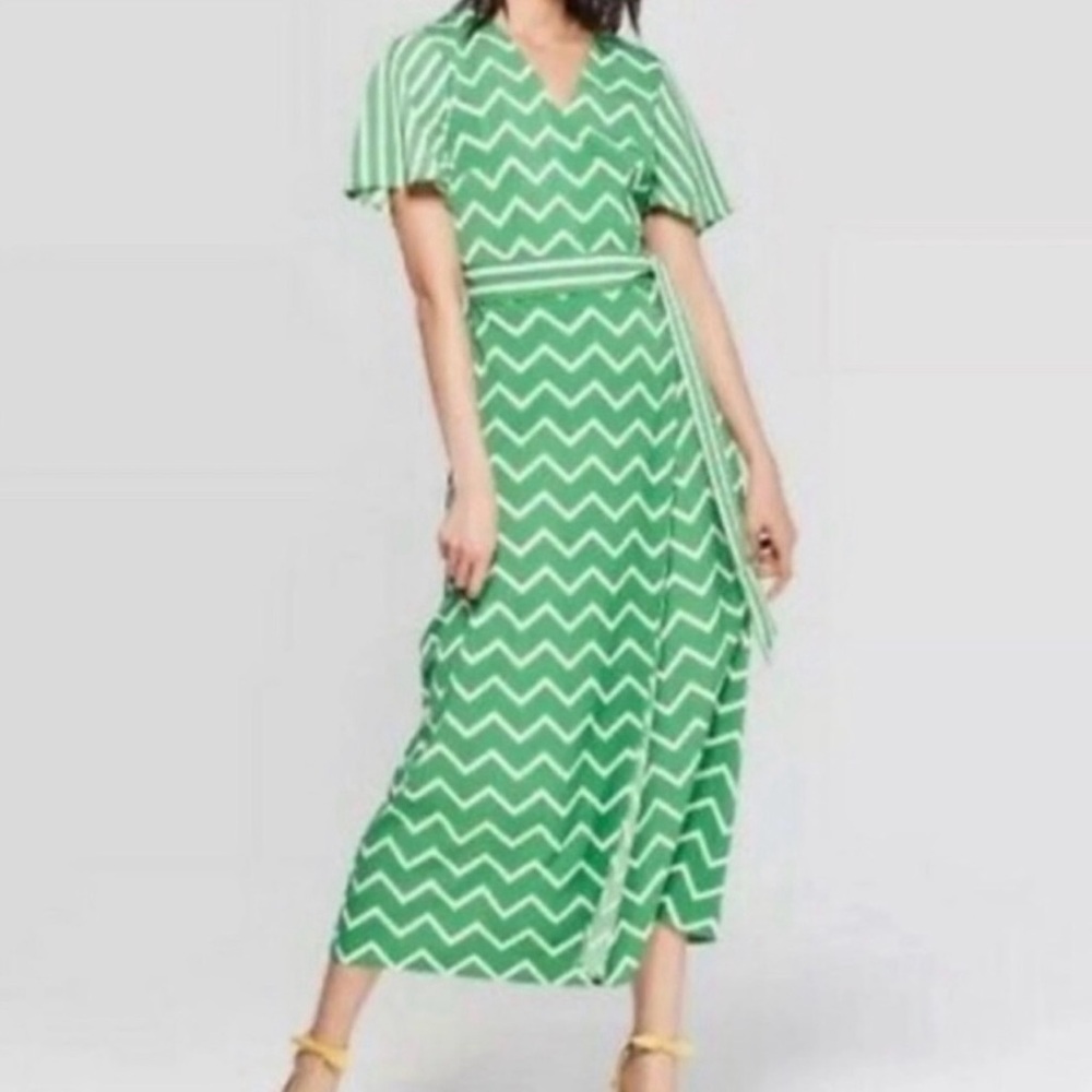 Who What Wear Kelly Green Wrap Dress